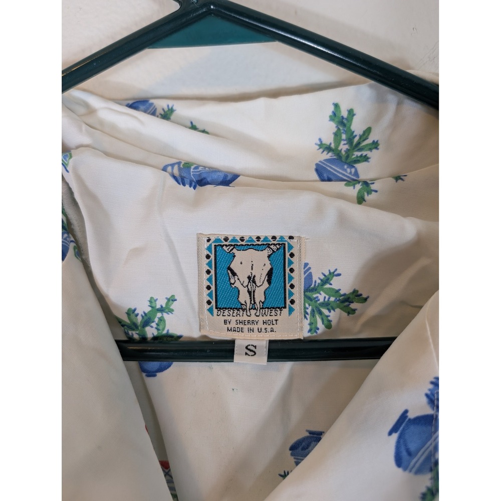 Desert West Sherry Holt Small Vintage Southwestern Cactus Midi Dress Rayon - Picture 5 of 11